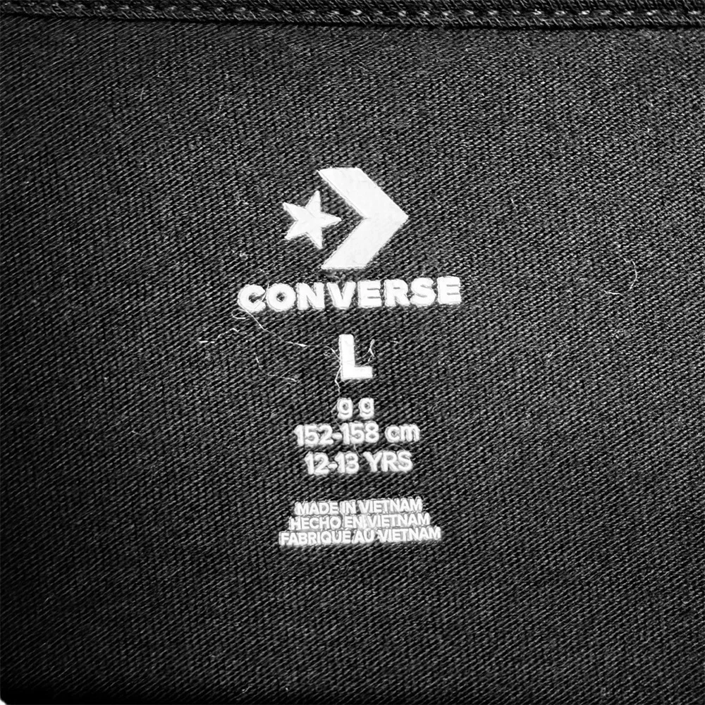 Converse Logo Print 3/4 Sleeve Stripes Shirt Black Juniors Large / 12 years